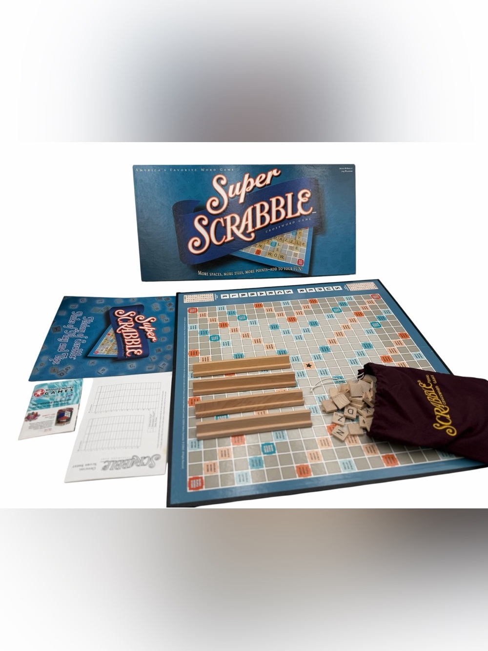 Super Scrabble Crossword Game 200 Wood Tiles Word Hasbro 2004